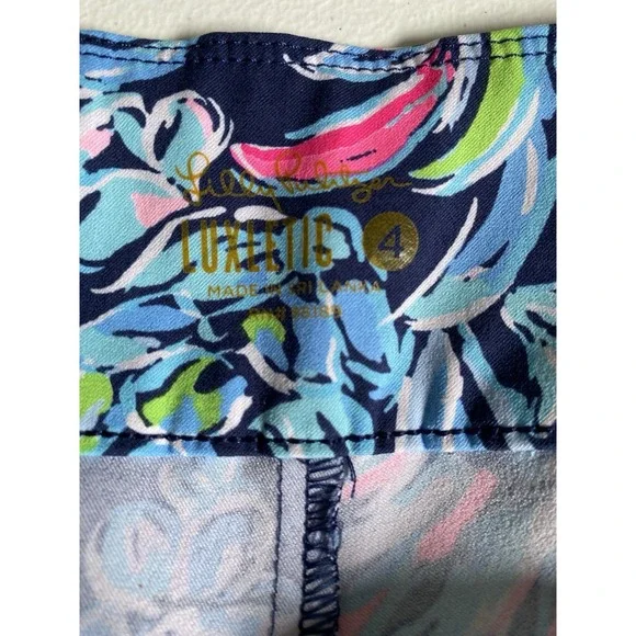 Lilly Pulitzer Luxletic Corso Pants Size 4 Pineapple Floral UPF 50+ Golf Pull On - Picture 5 of 6